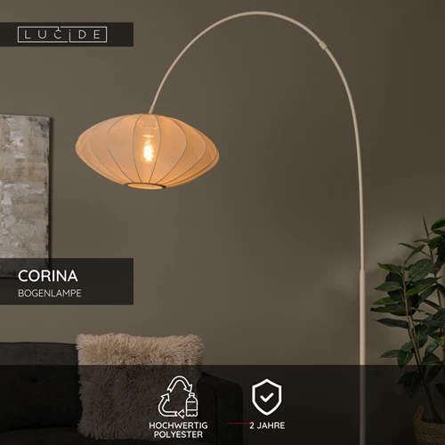 Lucide CORINA - Bogenlampe - 1xE27 - Beige - USP